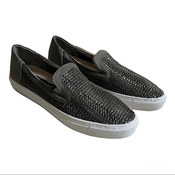 STEVEN by Steve Madden Kenner Army/Olive Green Woven Raffia Slip On Sneaker - Picture 1 of 16